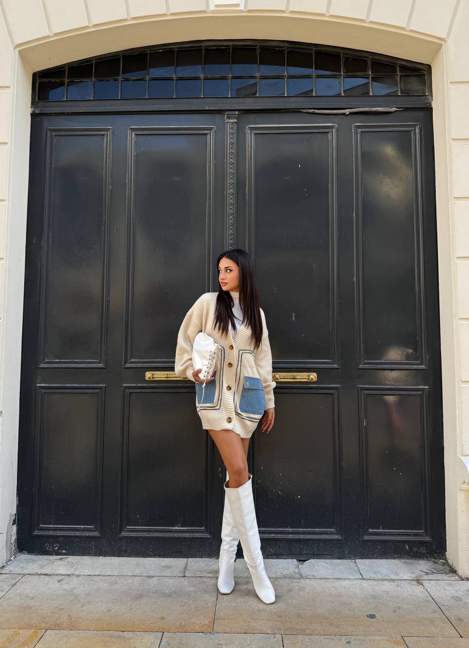 Jean cepli oversize hırka